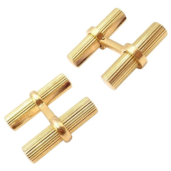Vintage! Authentic Van Cleef & Arpels 18k Yellow Gold Bar Cufflinks - Picture 9 of 12